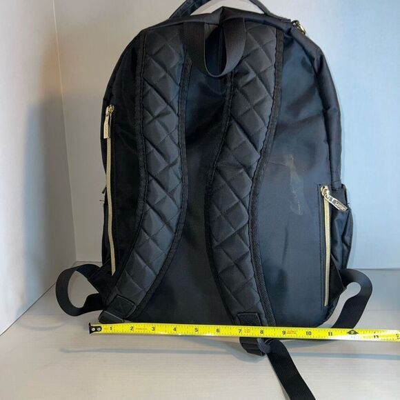 LANDICI Changing Bag Backpack Travel Back Pack Black Gold USB Charging Port Hole - Picture 3 of 8